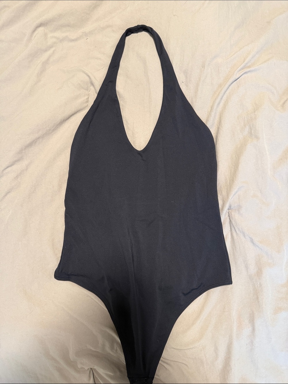 Babaton Black Halter V-Neck Bodysuit